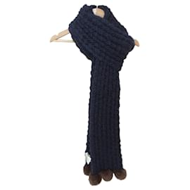 Autre Marque MAX&Co. Sciarpa lunga con pompon Blu Altro