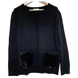 Autre Marque Cardigã de malha Aveniretoile com bolsos de pele Preto