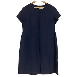 S Max Mara Linen Blend Dress Blue Navy blue
