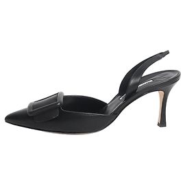 Manolo Blahnik Escarpins slingback en cuir noir - size EU 40 (UK 7) Noir