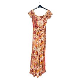 Free People Golden Gate Off-the-Shoulder Jumpsuit Rot Roh Lila Gelb