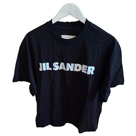 Camiseta Jil Sander negra con logotipo blanco Negro