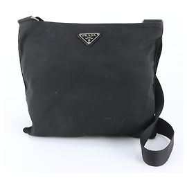 Bolsa Messenger Prada em nylon Tessuto com logo triangular Preto