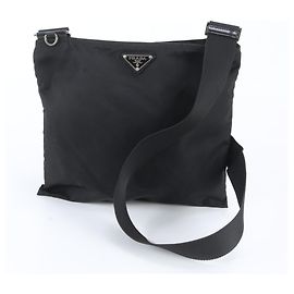 Prada Tessuto Nylon Triangle Logo Shoulder Bag Black