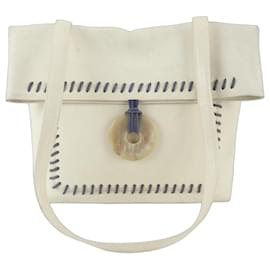 Yves Saint Laurent Schultertasche aus Leder Weiß Lila