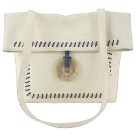 Yves Saint Laurent Leather Shoulder Bag White Purple