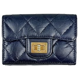 Portafoglio tri-fold Chanel Navy Blu navy