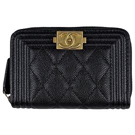 Chanel Black Grained Calfskin Business Card Case Black
