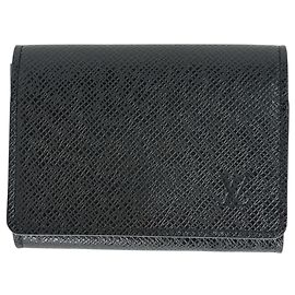Louis Vuitton Taiga Black Business Card Case Black