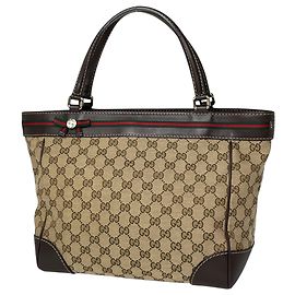 Saco Tote Gucci em lona GG castanha Marrom