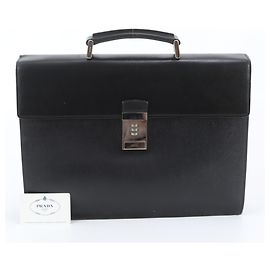 Prada Saffiano Leather V215 Business Bag Black