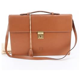 Loewe Anagram Leather 2-Way Business Bag Camel