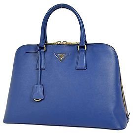 Bolsa Prada em couro Saffiano azul Azul