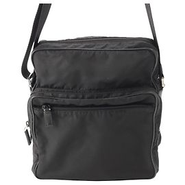 Prada Borsa a tracolla in Tessuto con rifiniture in Saffiano nero Nero