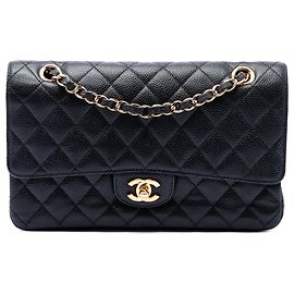 Chanel Black Medium Classic Caviar Double Flap Nero