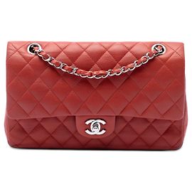 Chanel Red Medium Classic Caviar Double Flap Rouge