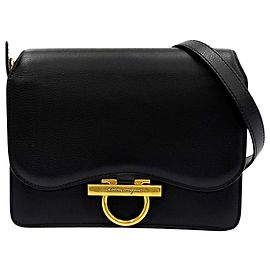 Salvatore Ferragamo Borsa a tracolla Ferragamo Gancini Joanne in pelle nera Nero