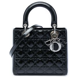 Dior Black Medium Patent Cannage Lady Dior Black