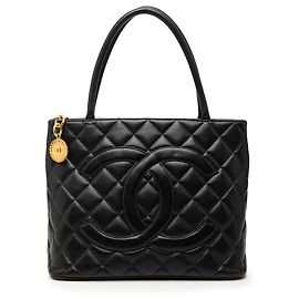 Borsa Tote Chanel Black Caviar Medallion Nero