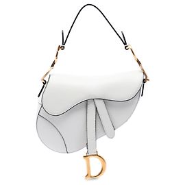 Bolsa Saddle Dior Mini em pele de vitelo granulada branca Branco