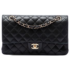 Chanel Black Medium Classic Lambskin Double Flap Black