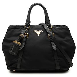 Bolsa Satchel Prada em Tessuto com acabamentos em Vitello Daino preto Preto
