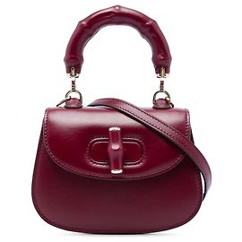 Gucci Red Mini Calfskin Bamboo Night Vermelho Bordeaux