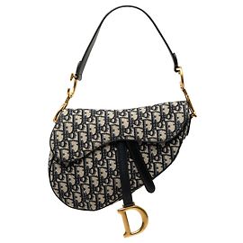Borsa Saddle Dior in tela Oblique blu Blu