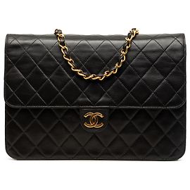 Chanel Black Medium CC Quilted Lambskin Single Flap Noir