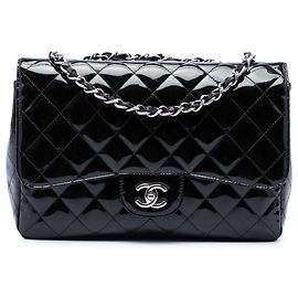 Chanel Black Jumbo Classic Patent Single Flap Noir