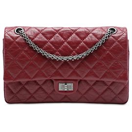 Chanel Red Quilted Aged Calfskin Reissue 2.55 Double Flap 226 Rouge Bordeaux