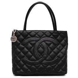 Chanel Black Caviar Medallion Tote Schwarz