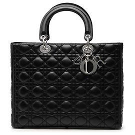 Dior Black Large Lambskin Cannage Lady Dior Preto