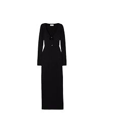 Autre Marque 16ARLINGTON Schwarzes Rippstrick Maxi-Kleid Schwarz