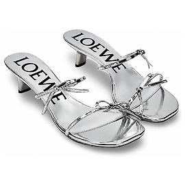 Loewe silver heel sandals with bow Silvery