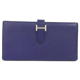 Hermès Hermes Bearn Soufflé Wallet Blue