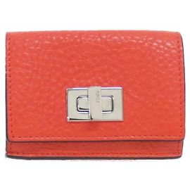 Fendi Peekaboo Tri-Fold Wallet Red