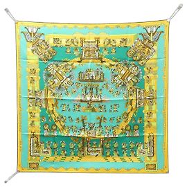 Hermès Hermes Astres et Soleils Carre Schal Muffler Braun Mehrfarben Grün Gelb