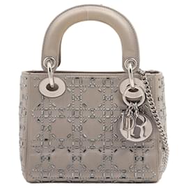Dior Mini Lady Dior Grey Leather Crystal Bag