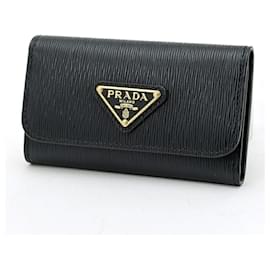 Prada Triangle Key Case Black