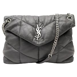 Yves Saint Laurent SAC A MAIN SAINT LAURENT LOULOU PUFFER MEDIUM 577475 GRIS BANDOULIERE BAG Gris
