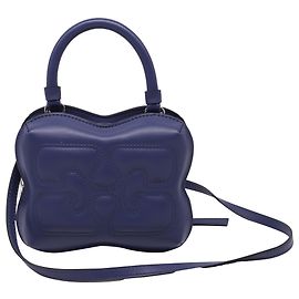 Borsa a tracolla Ganni Small Butterfly in pelle blu navy Blu Blu navy