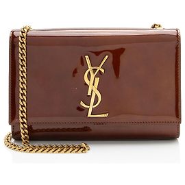 Saint Laurent Patent Leather Monogram Kate Small Shoulder Bag Red