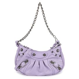 Balenciaga Leather Mini Chain Shoulder Bag Purple