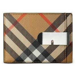 Burberry Check Clip Card Case Brown Brown
