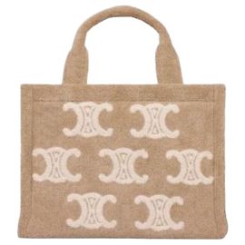 Céline Small Cabas em tecido com Triomphe all-over Marrom