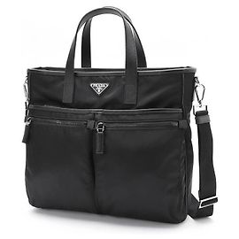 Prada Borsa Tote in Re-nylon e pelle Saffiano Nero