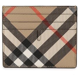 Burberry Check Card Case Sand Brown