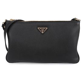 Prada Borsa a tracolla in pelle morbida Nero
