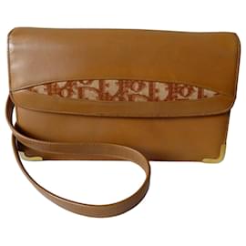 Sac à main vintage Christian Dior en cuir marron Marron